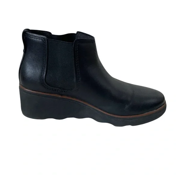 Clarks Mazy Tisbury black leather wedge ankle boots size 8 - Picture 6 of 10